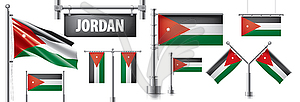 Set of national flag of Jordan in various creative - vector clipart