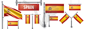Set of national flag of Spain in various creative - vector clipart