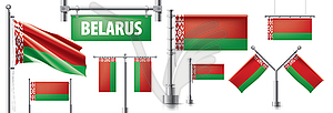 Set of national flag of Belarus in various - vector image