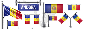 Set of national flag of Andorra in various - vector clip art