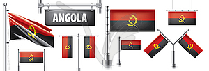 Set of national flag of Angola in various creative - vector clipart / vector image