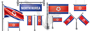 Set of national flag of North Korea in various - royalty-free vector clipart