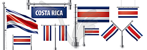 Набор национального флага Коста-Рики в различных - изображение векторного клипарта
