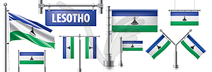 Set of national flag of Lesotho in various - vector clipart