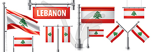 Set of national flag of Lebanon in various - vector clip art