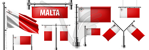 Set of national flag of Malta in various creative - color vector clipart