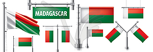Set of national flag of Madagascar in various - vector clipart