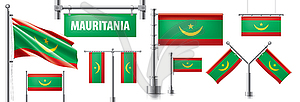 Set of national flag of Mauritania in various - vector clip art