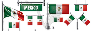 Set of national flag of Mexican in various - vector image