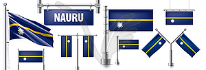 Set of national flag of Nauru in various creative - vector clip art