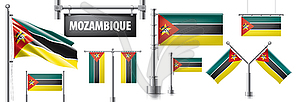 Set of national flag of Mozambique in various - vector clip art