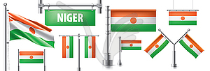 Set of national flag of Niger in various creative - vector clipart