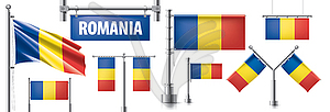 Set of national flag of Romania in various - vector clipart