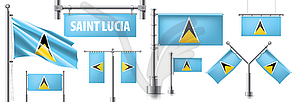 Set of national flag of Saint Lucia in various - vector image