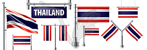 Set of national flag of Thailand in various creativ - vector clipart