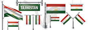 Set of national flag of Tajikistan in various - vector clip art