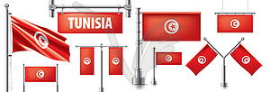 Set of national flag of Tunisia in various - vector clipart