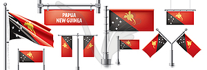 Set of national flag of Papua New Guinea in - vector clipart