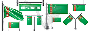 Set of national flag of Turkmenistan in various - vector clip art