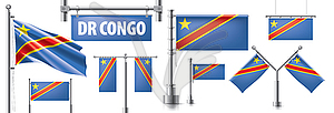 Set of national flag of Democratic Republic of Congo - vector image