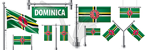 Set of national flag of Dominica in various creativ - vector clipart