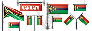 Set of national flag of Vanuatu in various - vector clip art