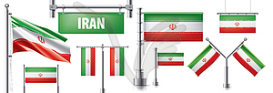 Set of national flag of Iran in various creative - vector image