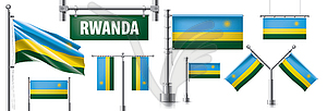 Set of national flag of Rwanda in various creative - vector image