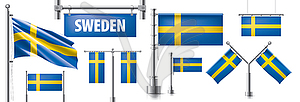 Set of national flag of Sweden in various creative - vector image