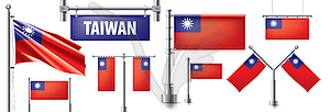 Set of national flag of Taiwan in various creative - vector image