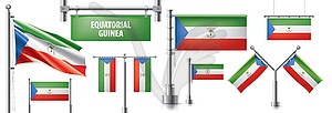 Set of national flag of Equatorial Guinea in variou - vector image