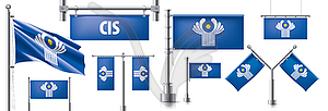 Set of national flag of CIS in various creative - vector image