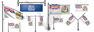 Набор государственного флага Британской антарктической территории - иллюстрация в векторе