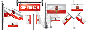 Set of national flag of Gibraltar in various - vector image