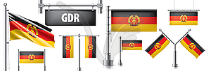 Set of national flag of GDR in various creative - vector clipart