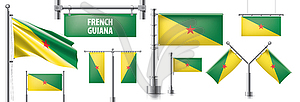 Set of national flag of French Guiana in various - vector clipart