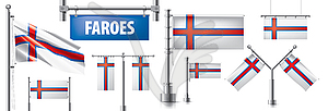 Set of national flag of Faroe Islands in various - vector clip art