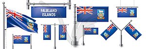 Set of national flag of Falkland Islands in - royalty-free vector clipart