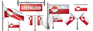 Set of national flag of Greenland in various - vector clipart
