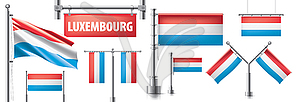 Set of national flag of Luxembourg in various - vector image