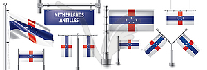 Set of national flag of Netherlands Antilles - color vector clipart