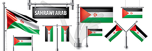 Set of national flag of Sahrawi in various - vector image