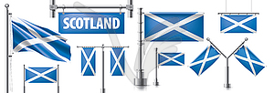 Set of national flag of Scotland in various creativ - vector clip art