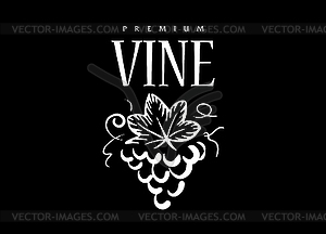 Logo drawn by hand. Bunch of grapes for making wine - vector image