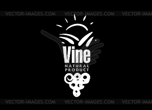 Logo drawn by hand. Landscape of vineyards for - vector clipart