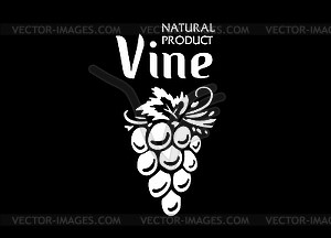 Logo drawn by hand. Bunch of grapes for making wine - vector EPS clipart