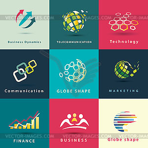 Abstract business and technology icons set - vector clipart