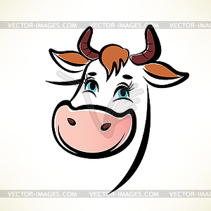 Счастливым портрет коровы, рассказал символ - векторное изображение клипарта