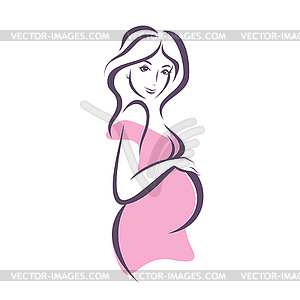 Pregnant woman, stylized symbol - vector clipart