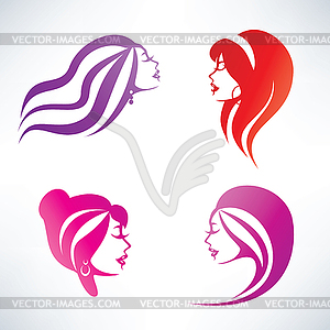 Women hairstyle, symbols collection - vector image